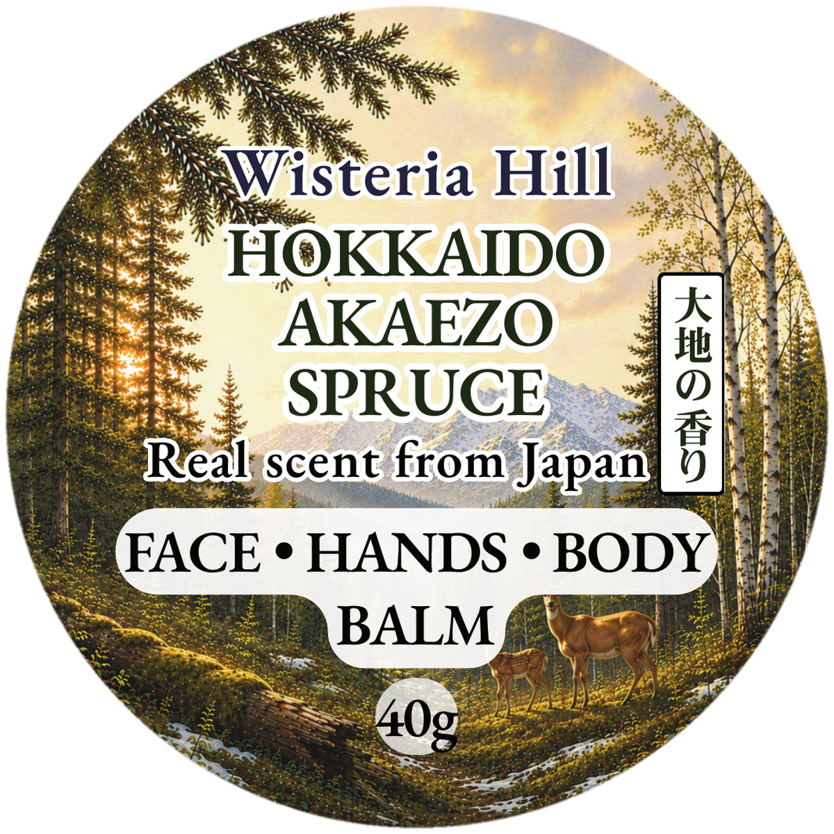 Akaezo Spruce botanical balm front label
